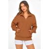 image:imagePRETTYGARDEN Womens Half Zip Oversized Sweatshirts Fleece Hoodies 2026 Trendy Long Sleeve Pullover Tops Y2k Spring OutfitsBrown