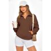 image:imagePRETTYGARDEN Womens Half Zip Oversized Sweatshirts Fleece Hoodies 2026 Trendy Long Sleeve Pullover Tops Y2k Spring OutfitsCoffee