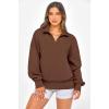 image:imagePRETTYGARDEN Womens Half Zip Oversized Sweatshirts Fleece Hoodies 2026 Trendy Long Sleeve Pullover Tops Y2k Spring OutfitsCoffee