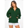 image:imagePRETTYGARDEN Womens Half Zip Oversized Sweatshirts Fleece Hoodies 2026 Trendy Long Sleeve Pullover Tops Y2k Spring OutfitsDark Green