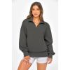 image:imagePRETTYGARDEN Womens Half Zip Oversized Sweatshirts Fleece Hoodies 2026 Trendy Long Sleeve Pullover Tops Y2k Spring OutfitsDark Grey