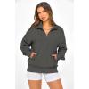 image:imagePRETTYGARDEN Womens Half Zip Oversized Sweatshirts Fleece Hoodies 2026 Trendy Long Sleeve Pullover Tops Y2k Spring OutfitsDark Grey