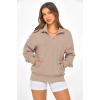 image:imagePRETTYGARDEN Womens Half Zip Oversized Sweatshirts Fleece Hoodies 2026 Trendy Long Sleeve Pullover Tops Y2k Spring OutfitsLight Coffee