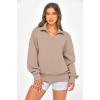 image:imagePRETTYGARDEN Womens Half Zip Oversized Sweatshirts Fleece Hoodies 2026 Trendy Long Sleeve Pullover Tops Y2k Spring OutfitsLight Coffee