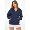 image:imagePRETTYGARDEN Womens Half Zip Oversized Sweatshirts Fleece Hoodies 2026 Trendy Long Sleeve Pullover Tops Y2k Spring OutfitsNavy