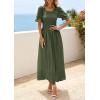 image:imagePRETTYGARDEN Womens Maxi Smocked Eyelet Dress Summer 2026 Short Puff Sleeve Long Flowy Boho Beach Party Sun Dresses PocketsArmy Green