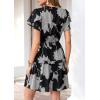image:imagePRETTYGARDEN Womens Summer Floral Mini Dress 2026 Trendy Ruffle Short Sleeve V Neck Flowy A Line Short Beach DressesBlack Big Floral