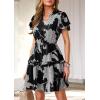 image:imagePRETTYGARDEN Womens Summer Floral Mini Dress 2026 Trendy Ruffle Short Sleeve V Neck Flowy A Line Short Beach DressesBlack Big Floral