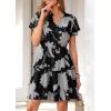 image:imagePRETTYGARDEN Womens Summer Floral Mini Dress 2026 Trendy Ruffle Short Sleeve V Neck Flowy A Line Short Beach DressesBlack Big Floral
