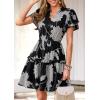 image:imagePRETTYGARDEN Womens Summer Floral Mini Dress 2026 Trendy Ruffle Short Sleeve V Neck Flowy A Line Short Beach DressesBlack Big Floral