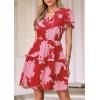 image:imagePRETTYGARDEN Womens Summer Floral Mini Dress 2026 Trendy Ruffle Short Sleeve V Neck Flowy A Line Short Beach DressesFloral Red Pink