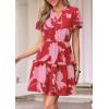 image:imagePRETTYGARDEN Womens Summer Floral Mini Dress 2026 Trendy Ruffle Short Sleeve V Neck Flowy A Line Short Beach DressesFloral Red Pink