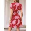 image:imagePRETTYGARDEN Womens Summer Floral Mini Dress 2026 Trendy Ruffle Short Sleeve V Neck Flowy A Line Short Beach DressesFloral Red Pink