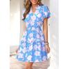 image:imagePRETTYGARDEN Womens Summer Floral Mini Dress 2026 Trendy Ruffle Short Sleeve V Neck Flowy A Line Short Beach DressesFloral Sky Blue White