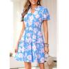 image:imagePRETTYGARDEN Womens Summer Floral Mini Dress 2026 Trendy Ruffle Short Sleeve V Neck Flowy A Line Short Beach DressesFloral Sky Blue White