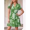 image:imagePRETTYGARDEN Womens Summer Floral Mini Dress 2026 Trendy Ruffle Short Sleeve V Neck Flowy A Line Short Beach DressesGreen Floral