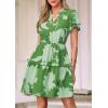 image:imagePRETTYGARDEN Womens Summer Floral Mini Dress 2026 Trendy Ruffle Short Sleeve V Neck Flowy A Line Short Beach DressesGreen Floral