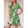 image:imagePRETTYGARDEN Womens Summer Floral Mini Dress 2026 Trendy Ruffle Short Sleeve V Neck Flowy A Line Short Beach DressesGreen Floral