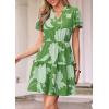 image:imagePRETTYGARDEN Womens Summer Floral Mini Dress 2026 Trendy Ruffle Short Sleeve V Neck Flowy A Line Short Beach DressesGreen Floral