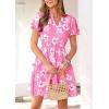image:imagePRETTYGARDEN Womens Summer Floral Mini Dress 2026 Trendy Ruffle Short Sleeve V Neck Flowy A Line Short Beach DressesPink Floral