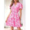 image:imagePRETTYGARDEN Womens Summer Floral Mini Dress 2026 Trendy Ruffle Short Sleeve V Neck Flowy A Line Short Beach DressesPink Floral