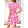 image:imagePRETTYGARDEN Womens Summer Floral Mini Dress 2026 Trendy Ruffle Short Sleeve V Neck Flowy A Line Short Beach DressesPink Floral