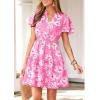 image:imagePRETTYGARDEN Womens Summer Floral Mini Dress 2026 Trendy Ruffle Short Sleeve V Neck Flowy A Line Short Beach DressesPink Floral