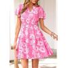 image:imagePRETTYGARDEN Womens Summer Floral Mini Dress 2026 Trendy Ruffle Short Sleeve V Neck Flowy A Line Short Beach DressesPink Floral