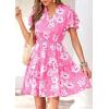 image:imagePRETTYGARDEN Womens Summer Floral Mini Dress 2026 Trendy Ruffle Short Sleeve V Neck Flowy A Line Short Beach DressesPink Floral