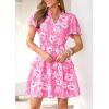 image:imagePRETTYGARDEN Womens Summer Floral Mini Dress 2026 Trendy Ruffle Short Sleeve V Neck Flowy A Line Short Beach DressesPink Floral