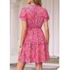image:imagePRETTYGARDEN Womens Summer Floral Mini Dress 2026 Trendy Ruffle Short Sleeve V Neck Flowy A Line Short Beach DressesRose Red Floral