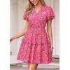 image:imagePRETTYGARDEN Womens Summer Floral Mini Dress 2026 Trendy Ruffle Short Sleeve V Neck Flowy A Line Short Beach DressesRose Red Floral