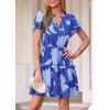 image:imagePRETTYGARDEN Womens Summer Floral Mini Dress 2026 Trendy Ruffle Short Sleeve V Neck Flowy A Line Short Beach DressesRoyal Blue Floral