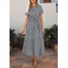 image:imagePRETTYGARDEN Womens Summer Maxi Button Up Shirt Dress 2026 Short Sleeve Striped A Line Long Flowy Elegant Spring DressesBlack Striped