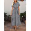 image:imagePRETTYGARDEN Womens Summer Maxi Button Up Shirt Dress 2026 Short Sleeve Striped A Line Long Flowy Elegant Spring DressesBlack Striped