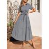 image:imagePRETTYGARDEN Womens Summer Maxi Button Up Shirt Dress 2026 Short Sleeve Striped A Line Long Flowy Elegant Spring DressesBlack Striped