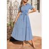 image:imagePRETTYGARDEN Womens Summer Maxi Button Up Shirt Dress 2026 Short Sleeve Striped A Line Long Flowy Elegant Spring DressesBlue Striped