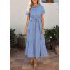 image:imagePRETTYGARDEN Womens Summer Maxi Button Up Shirt Dress 2026 Short Sleeve Striped A Line Long Flowy Elegant Spring DressesBlue Striped