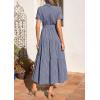 image:imagePRETTYGARDEN Womens Summer Maxi Button Up Shirt Dress 2026 Short Sleeve Striped A Line Long Flowy Elegant Spring DressesDark Blue Striped
