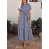 image:imagePRETTYGARDEN Womens Summer Maxi Button Up Shirt Dress 2026 Short Sleeve Striped A Line Long Flowy Elegant Spring DressesDark Blue Striped
