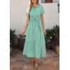 image:imagePRETTYGARDEN Womens Summer Maxi Button Up Shirt Dress 2026 Short Sleeve Striped A Line Long Flowy Elegant Spring DressesGreen Striped