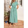image:imagePRETTYGARDEN Womens Summer Maxi Button Up Shirt Dress 2026 Short Sleeve Striped A Line Long Flowy Elegant Spring DressesGreen Striped