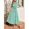 image:imagePRETTYGARDEN Womens Summer Maxi Button Up Shirt Dress 2026 Short Sleeve Striped A Line Long Flowy Elegant Spring DressesGreen Striped