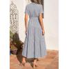 image:imagePRETTYGARDEN Womens Summer Maxi Button Up Shirt Dress 2026 Short Sleeve Striped A Line Long Flowy Elegant Spring DressesGrey Striped