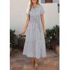 image:imagePRETTYGARDEN Womens Summer Maxi Button Up Shirt Dress 2026 Short Sleeve Striped A Line Long Flowy Elegant Spring DressesGrey Striped