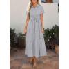 image:imagePRETTYGARDEN Womens Summer Maxi Button Up Shirt Dress 2026 Short Sleeve Striped A Line Long Flowy Elegant Spring DressesGrey Striped
