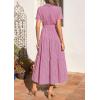 image:imagePRETTYGARDEN Womens Summer Maxi Button Up Shirt Dress 2026 Short Sleeve Striped A Line Long Flowy Elegant Spring DressesRose Red Striped