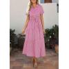 image:imagePRETTYGARDEN Womens Summer Maxi Button Up Shirt Dress 2026 Short Sleeve Striped A Line Long Flowy Elegant Spring DressesRose Red Striped
