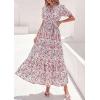 image:imagePRETTYGARDEN Womens Summer Maxi Dresses Boho Floral Short Sleeve V Neck Casual Wedding Guest 2026 Beach Vacation OutfitsFloral Beige Multicolored