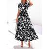 image:imagePRETTYGARDEN Womens Summer Maxi Dresses Boho Floral Short Sleeve V Neck Casual Wedding Guest 2026 Beach Vacation OutfitsFloral Black White